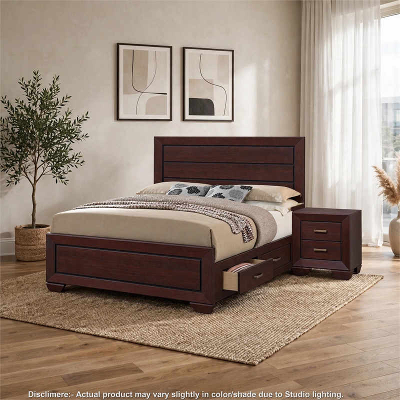 Queen Bedroom Set- Brown- 2 Piece Set with Nightstand