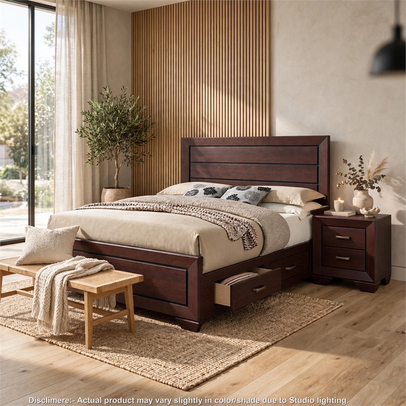 Queen Bedroom Set- Brown- 2 Piece Set with Nightstand