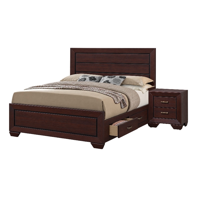 Queen Bedroom Set- Brown- 2 Piece Set with Nightstand