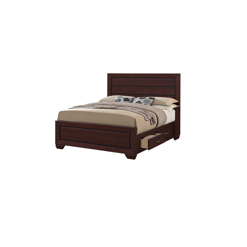 Queen Bedroom Set- Brown- 3 Piece Set with 2 Nightstands