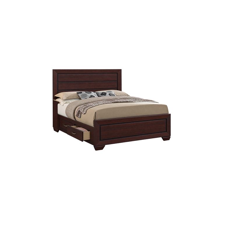 Queen Bedroom Set- Brown- 3 Piece Set with 2 Nightstands