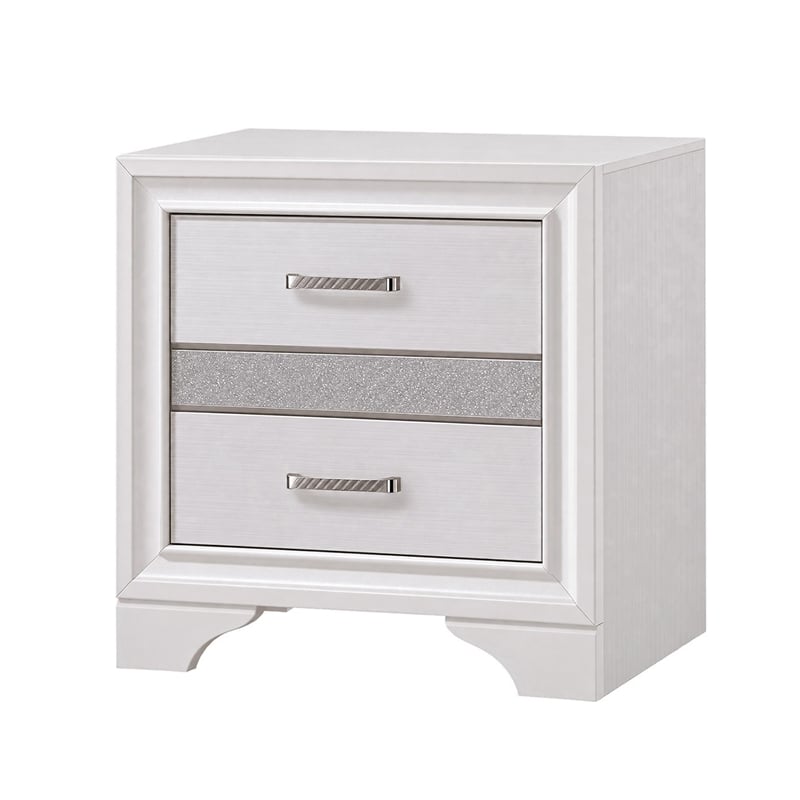 Queen Bedroom Set- White- 2 Piece Set with Nightstand