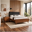 Queen Bedroom Set- Brown and Gray- 2 Piece Set with Nightstand