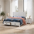 Queen Bedroom Set- Storage Design- White- 3 Piece Set with 2 Nightstands