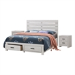 Queen Bedroom Set- Storage Design- White- 3 Piece Set with 2 Nightstands