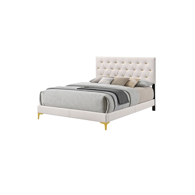Queen Bedroom Set- White- Black and Gold- 3 Piece Set with 2 Nightstands