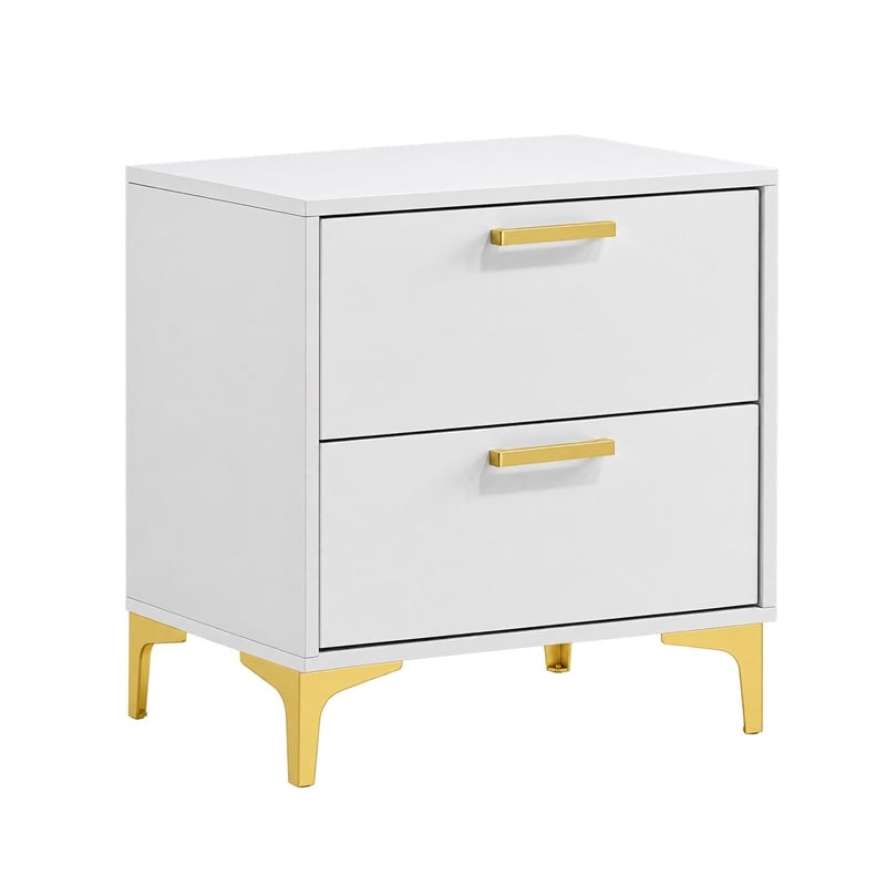 Queen Bedroom Set- White- Black and Gold- 3 Piece Set with 2 Nightstands