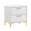 Queen Bedroom Set- White- Black and Gold- 3 Piece Set with 2 Nightstands