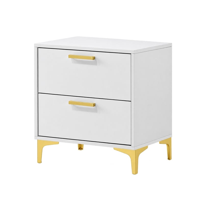 Queen Bedroom Set- White- Black and Gold- 3 Piece Set with 2 Nightstands