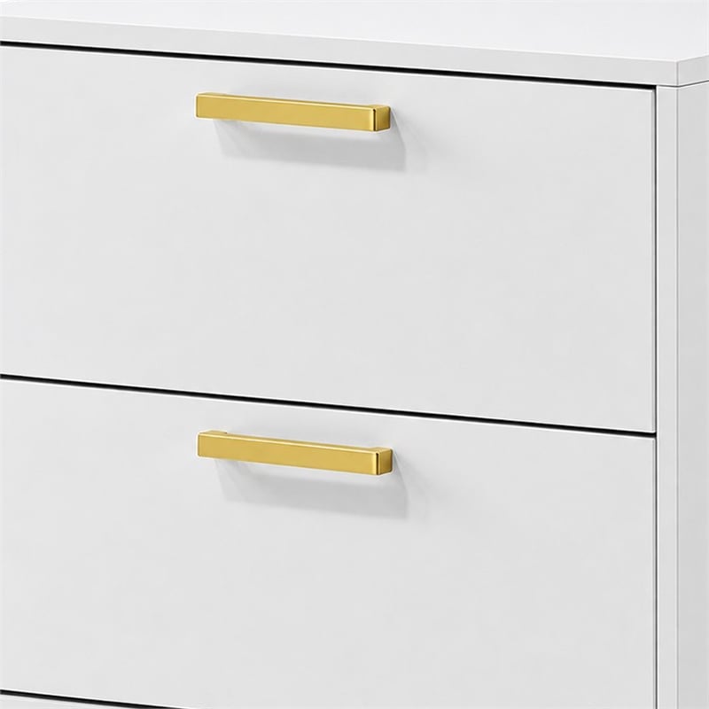 Queen Bedroom Set- White- Black and Gold- 3 Piece Set with 2 Nightstands
