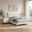 Queen Bedroom Set- White- Black and Gold- 3 Piece Set with 2 Nightstands