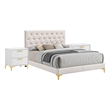 Queen Bedroom Set- White- Black and Gold- 3 Piece Set with 2 Nightstands