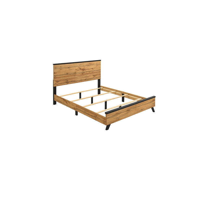 Queen Bedroom Set- Black- Dark Brown- 3 Piece Set with 2 Nightstands