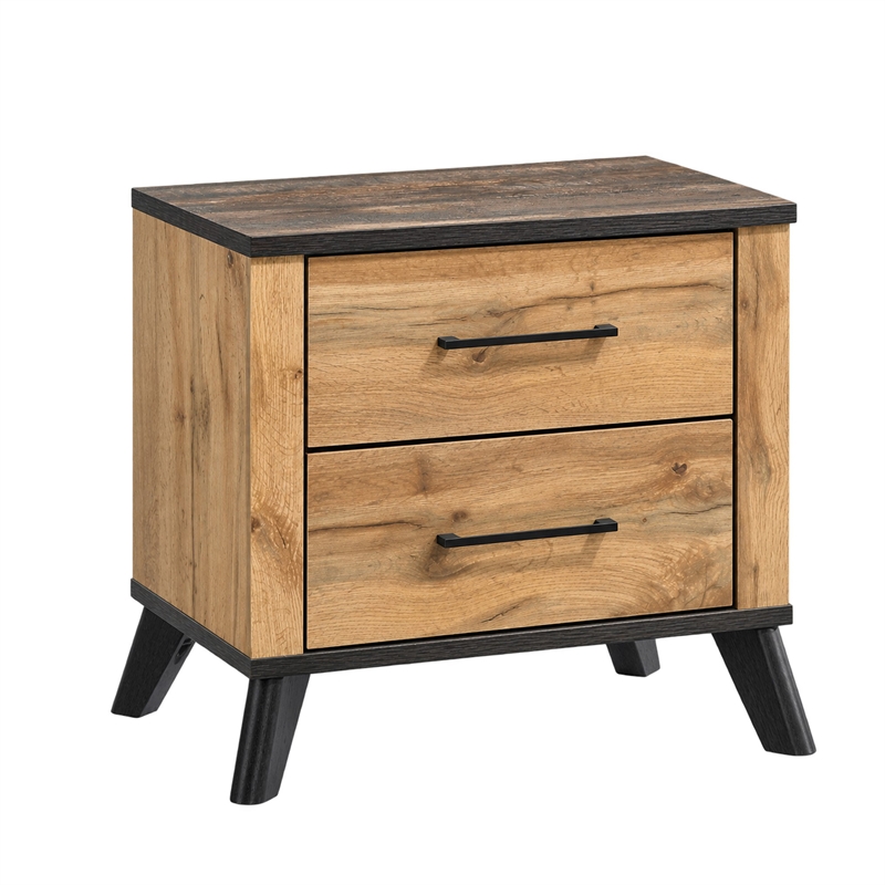 Queen Bedroom Set- Black- Dark Brown- 3 Piece Set with 2 Nightstands