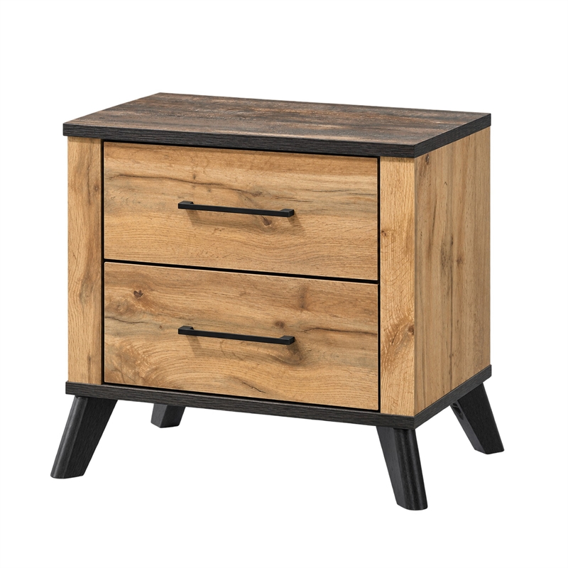 Queen Bedroom Set- Black- Dark Brown- 3 Piece Set with 2 Nightstands