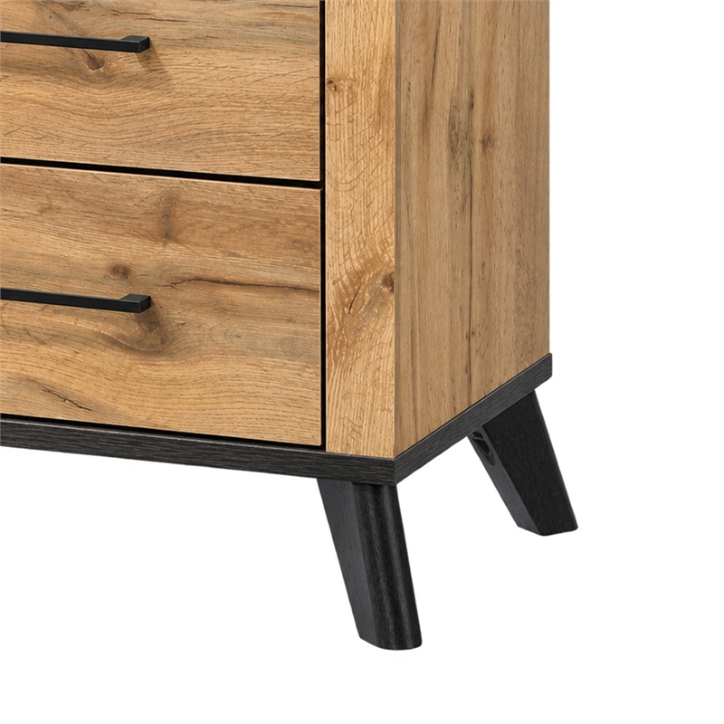 Queen Bedroom Set- Black- Dark Brown- 3 Piece Set with 2 Nightstands