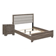 Queen Bedroom Set- Oak Brown- Silver- 2 Piece Set with Nightstand
