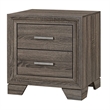 Queen Bedroom Set- Oak Brown- Silver- 3 Piece Set with 2 Nightstands