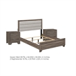 Queen Bedroom Set- Oak Brown- Silver- 3 Piece Set with 2 Nightstands