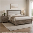 Queen Bedroom Set- Oak Brown- Silver- 3 Piece Set with 2 Nightstands