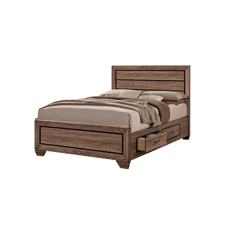 California King Bedroom Set- Storage- Brown- 2 Piece Set with Nightstand