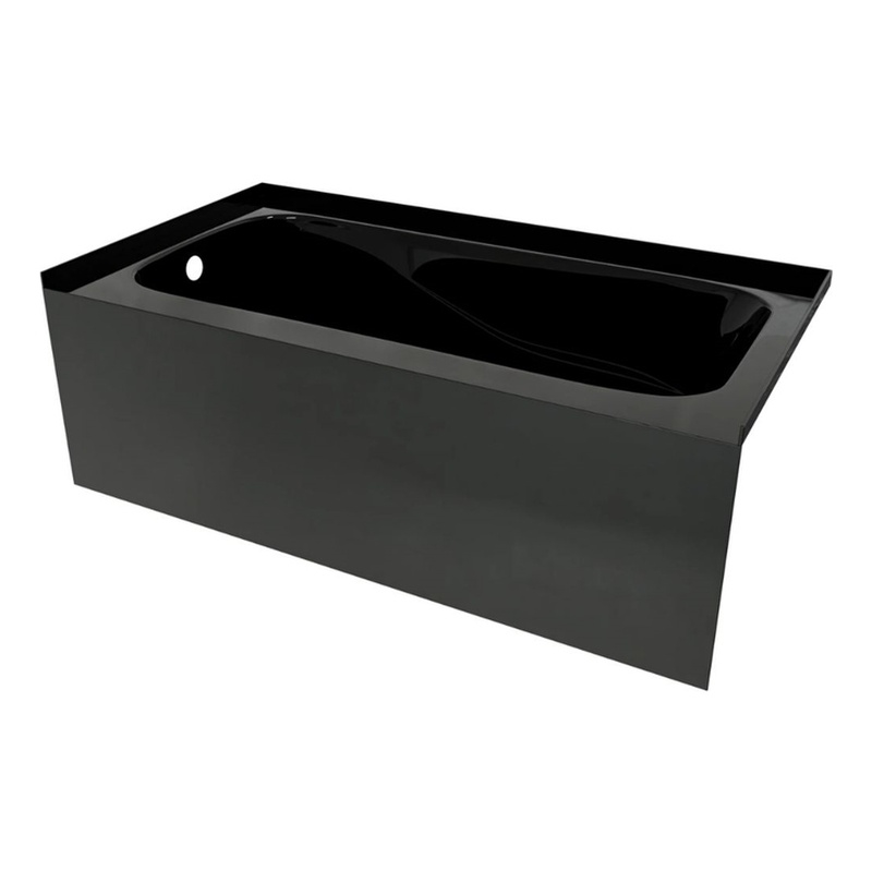 60X32 Left Hand PPRO Acrylic Bathtub Sculpted Interior and Smooth Skirt in Black