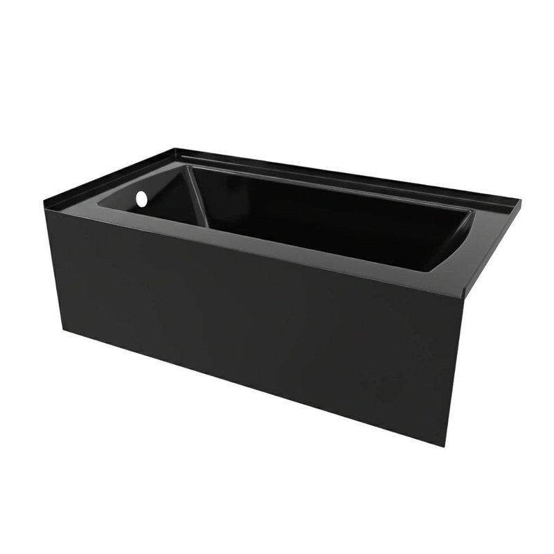 60X30 Left Hand Drain POVO Acrylic Bathtub with Smooth Integral Skirt in Black