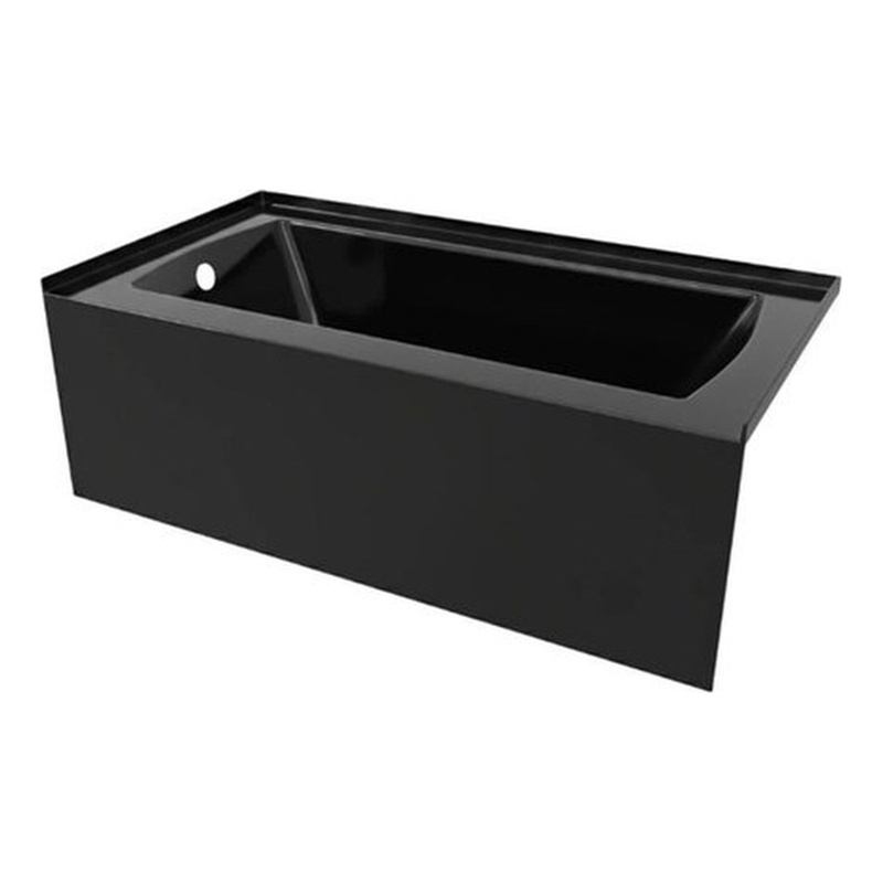 60X32 Left Hand Drain POVO Acrylic Bathtub with Smooth Integral Skirt in Black