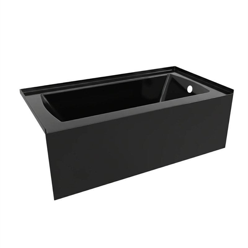 60X32 Right Hand Drain POVO Acrylic Bathtub with Smooth Integral Skirt in Black