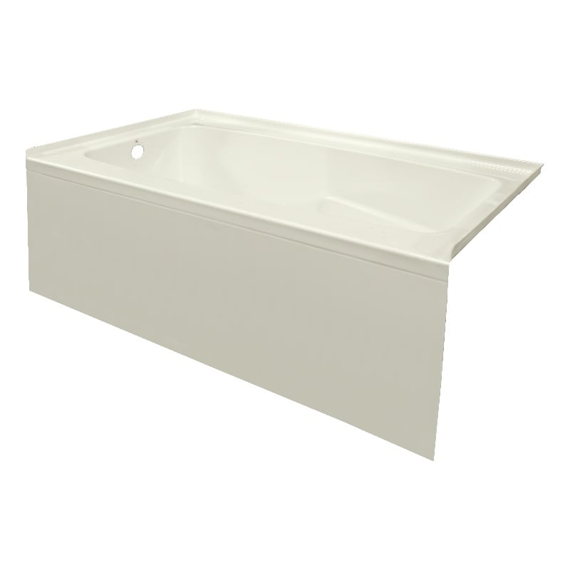 60X30 Left Hand Drain PSTARK Acrylic Bathtub w/ Smooth Integral Skirt in Biscut