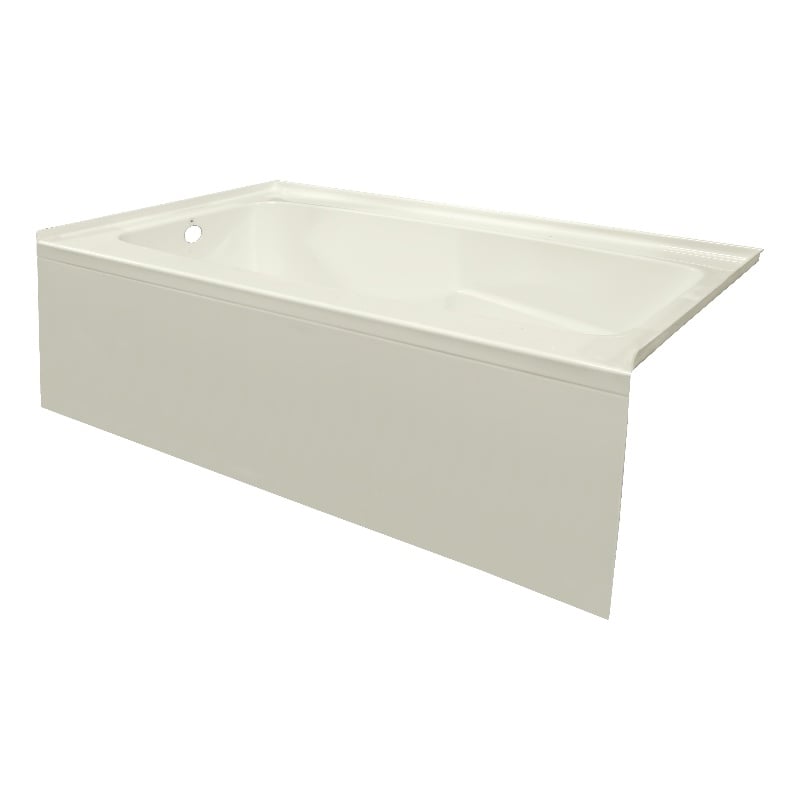 72X30 Left Hand Drain PSTARK Acrylic Bathtub w/ Smooth Integral Skirt in Biscut