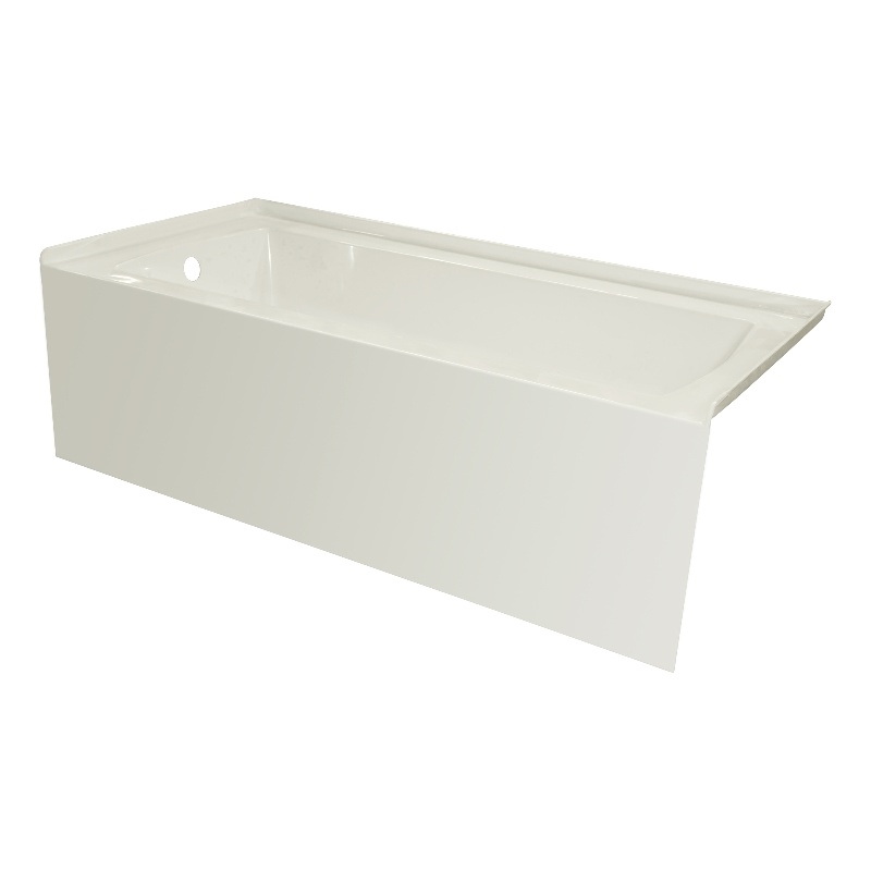 60X34 Left Hand Drain POVO Acrylic Bathtub with Smooth Integral Skirt in Biscut