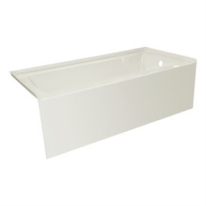 60X34 Right Hand Drain POVO Acrylic Bathtub with Smooth Integral Skirt in Biscut