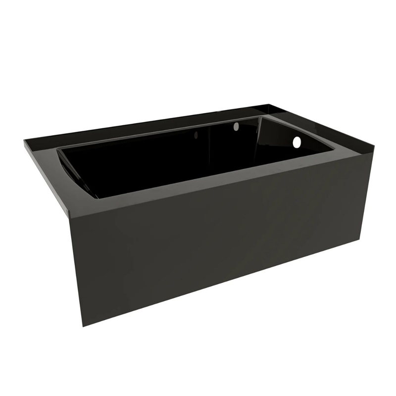 60X34 Right Hand Drain POVO Acrylic Bathtub with Smooth Integral Skirt in Black