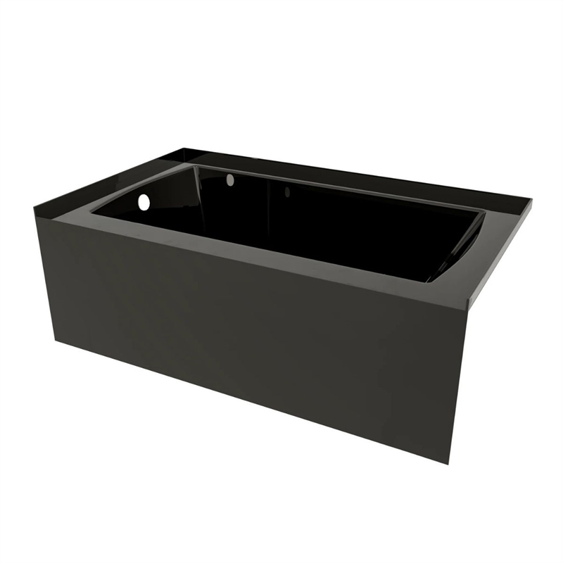 60X36 Left Hand Drain POVO Acrylic Bathtub with Smooth Integral Skirt in Black