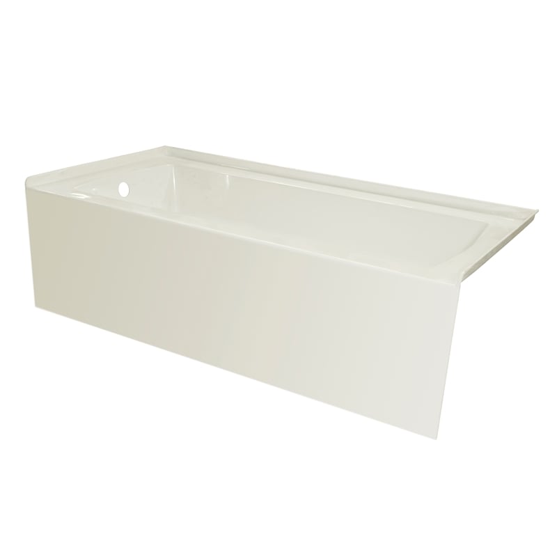 66X30 Left Hand Drain POVO Acrylic Bathtub with Smooth Integral Skirt in Biscut
