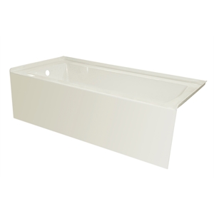 66X30 Left Hand Drain POVO Acrylic Bathtub with Smooth Integral Skirt in Biscut
