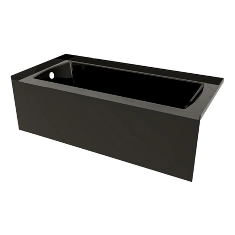 66X30 Left Hand Drain POVO Acrylic Bathtub with Smooth Integral Skirt in Black