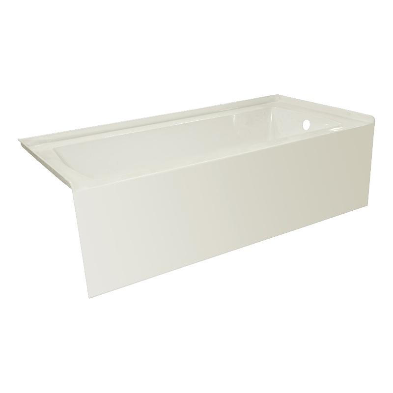 66X30 Right Hand Drain POVO Acrylic Bathtub with Smooth Integral Skirt in Biscut
