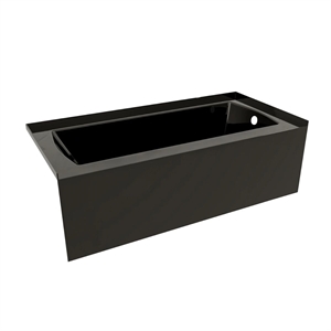 66X30 Right Hand Drain POVO Acrylic Bathtub with Smooth Integral Skirt in Black
