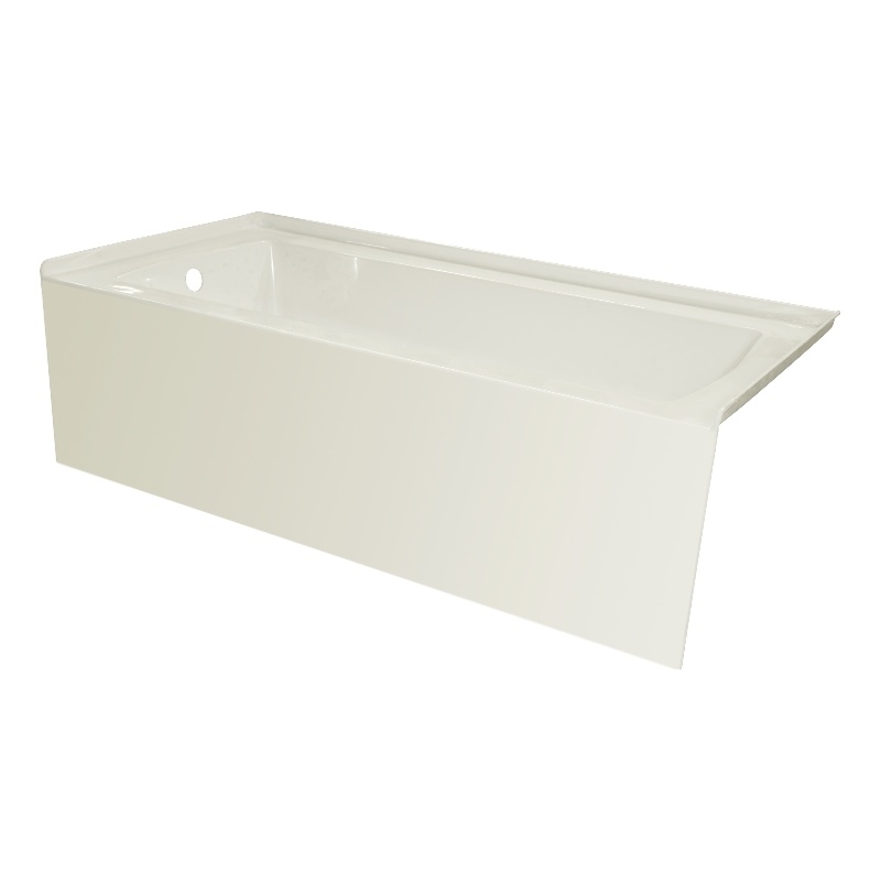 66X32 Left Hand Drain POVO Acrylic Bathtub with Smooth Integral Skirt in Biscut