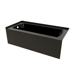 66X32 Left Hand Drain POVO Acrylic Bathtub with Smooth Integral Skirt in Black
