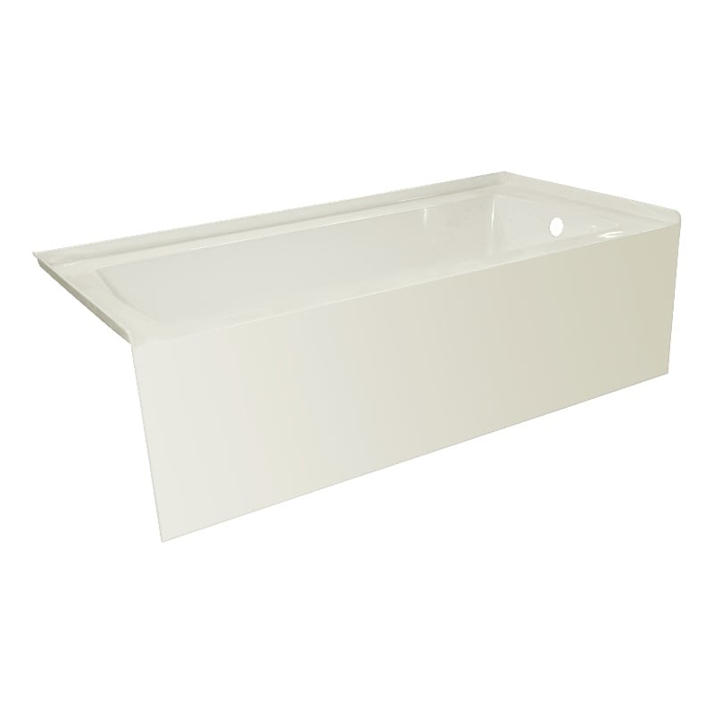66X32 Right Hand Drain POVO Acrylic Bathtub with Smooth Integral Skirt in Biscut