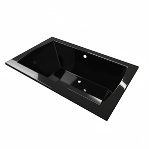 66X42 OVO Rectangular Acrylic Drop-In Bath Tub w/ Center Drain in Black