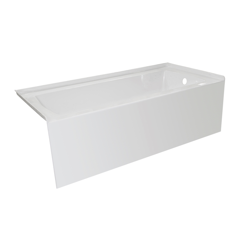 Valley Acrylic OVO 60X34 Right Hand Drain Bathtub Smooth Integral Skirt in White