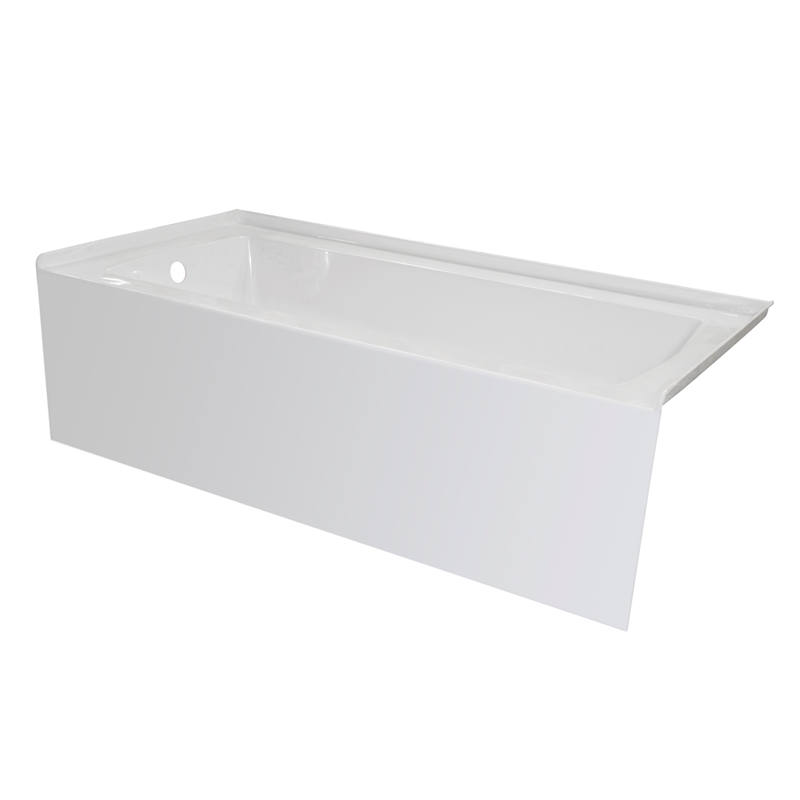 Valley Acrylic OVO 66X30 Left Hand Drain Bathtub Smooth Integral Skirt in White