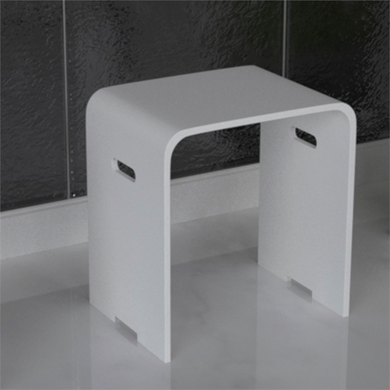 Valley Acrylic 19 Tall VA-4002 Stone Resin Rectangular Bathroom Stool in White