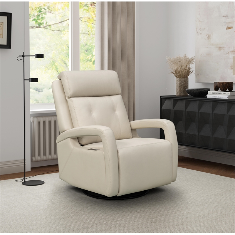 Barcalounger Gilbert Power Swivel Glider Recliner in Troy Cream