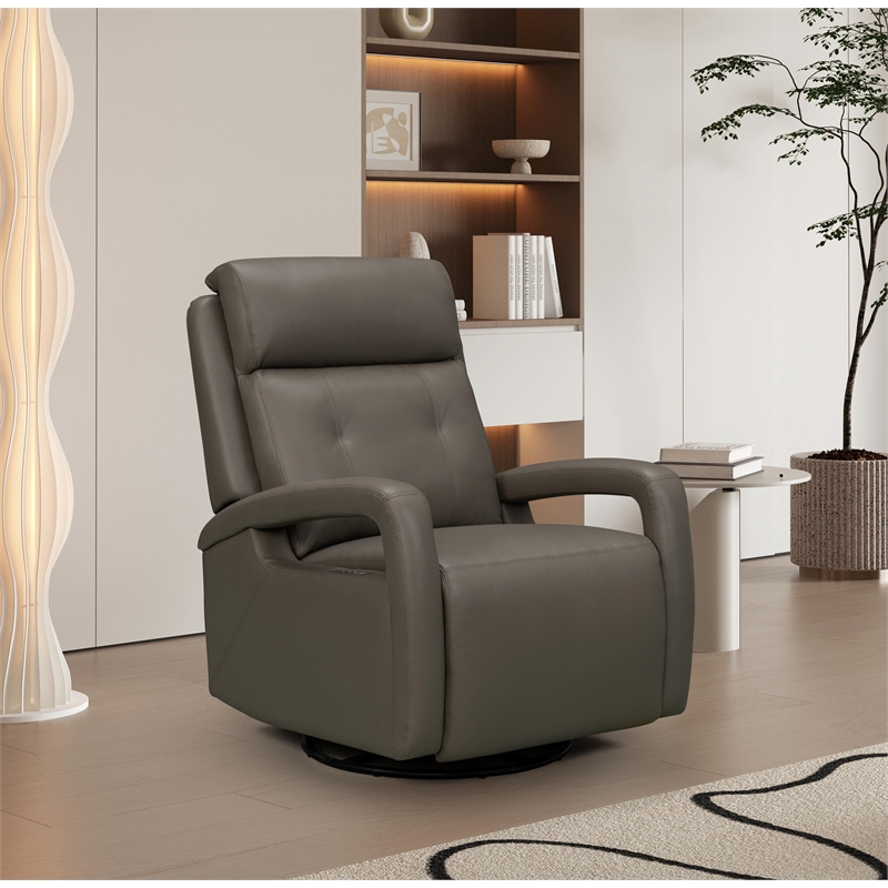 Barcalounger Gilbert Power Swivel Glider Recliner in Lynn Smokey Gray
