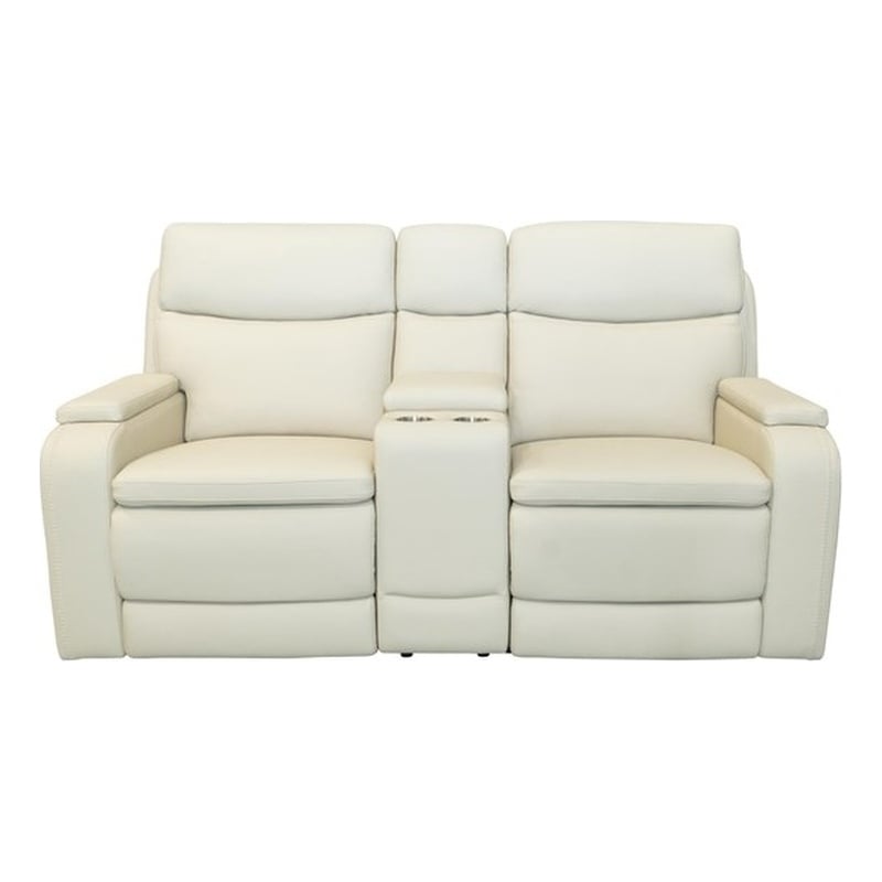 Barcalounger Gunner Console Loveseat Recliner w/ 2 Cupholders in Kobi Almond